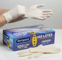 BOMPACK-LUVA LATEX  C/PÓ C/100 unid. (P) (M) (G)