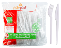 Talher embalado KIT Garfo/Faca /Master Branco pacote C/50 unid. (GOLDENPLAST)